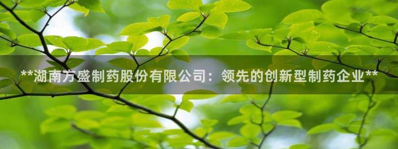 九游会老哥俱乐部交流社区：**湖南方盛制药股份有限公司：领先的创新型制药企业**