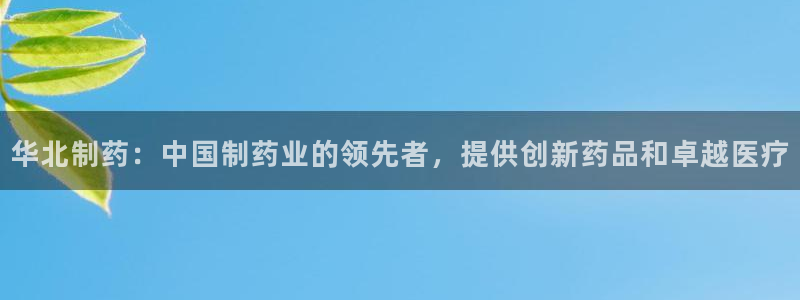 ag九游会老哥俱乐部：华北制药：中国制药业的领先者，提供创新药品和卓越医疗