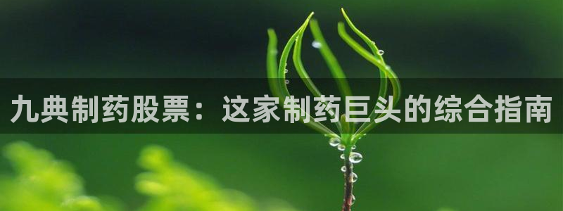 ag九游会老哥：九典制药股票：这家制药巨头的综合指南