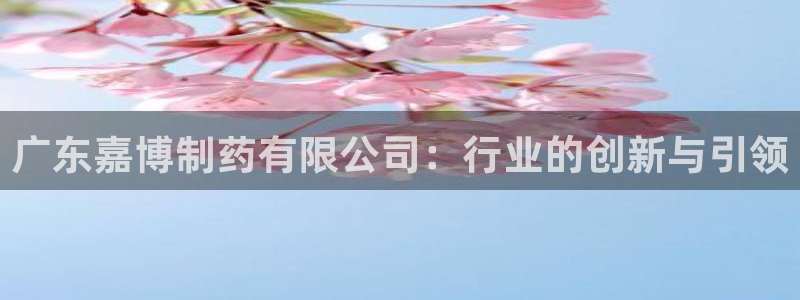 9游会老哥：广东嘉博制药有限公司：行业的创新与引领